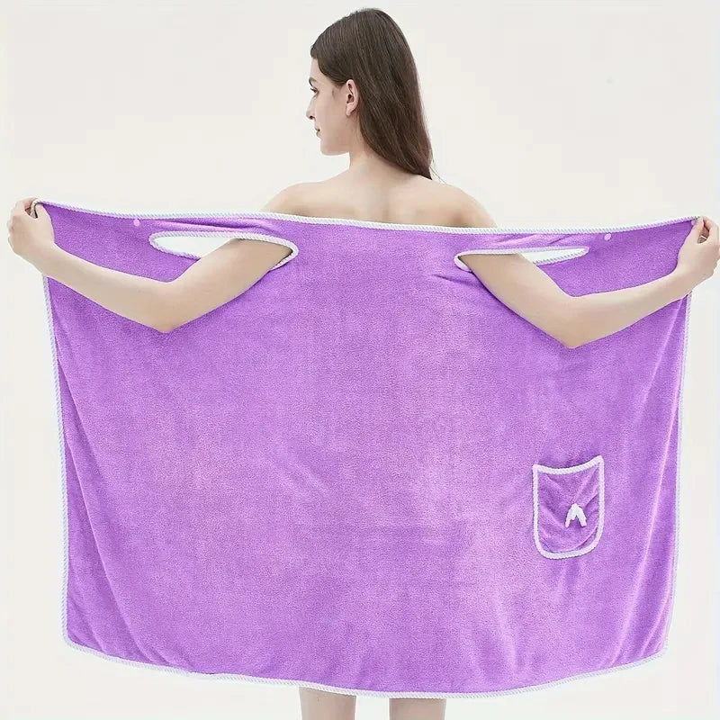 Wearable Bath Towel, Bowknot Coral Velvet Bath Skirt For Adults, Water Absorption, Quick Drying, Bath Towel, No Hair Loss, Bath