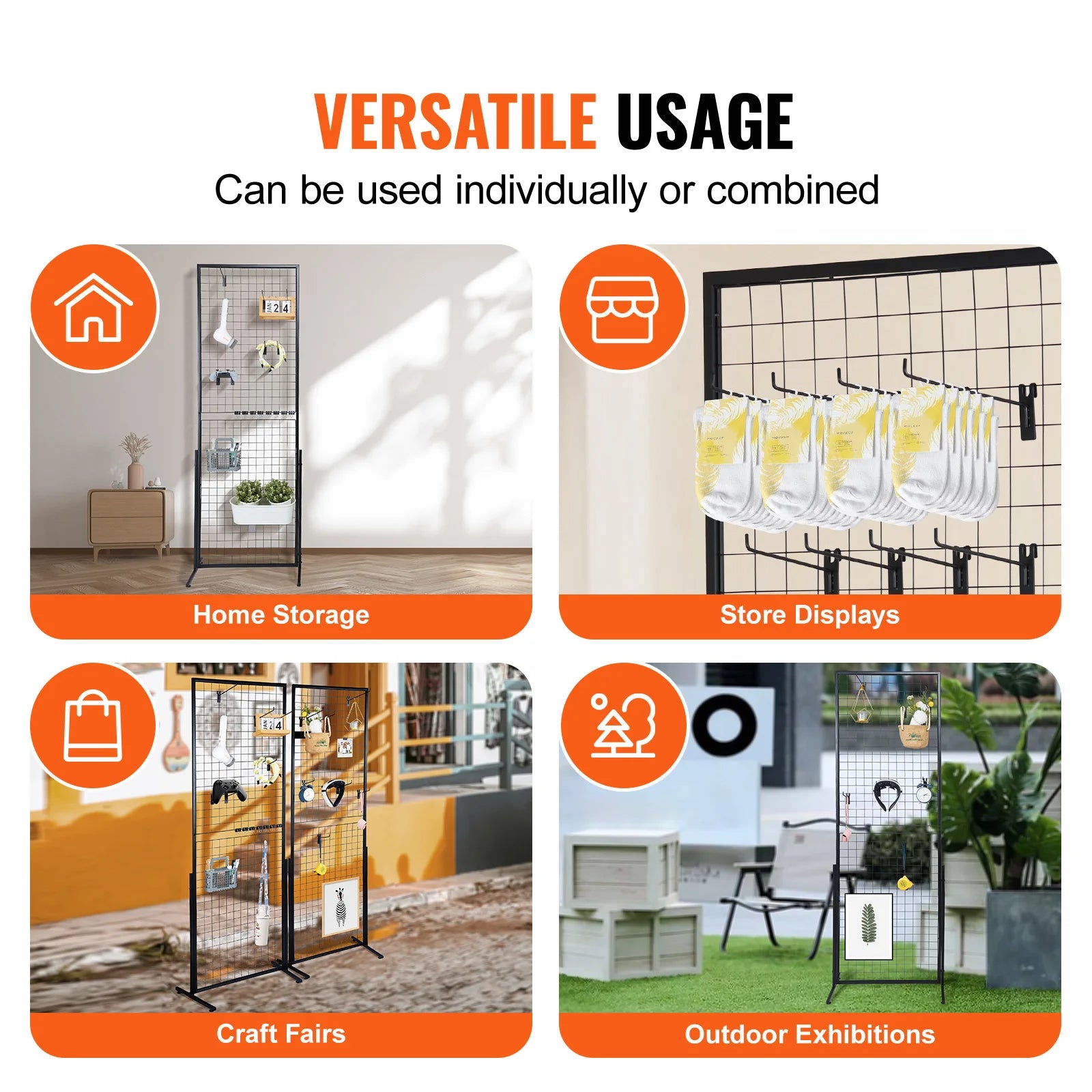 SucceBuy Grid Wall Panels Tower Wire Gridwall Display Racks Double Sid ...