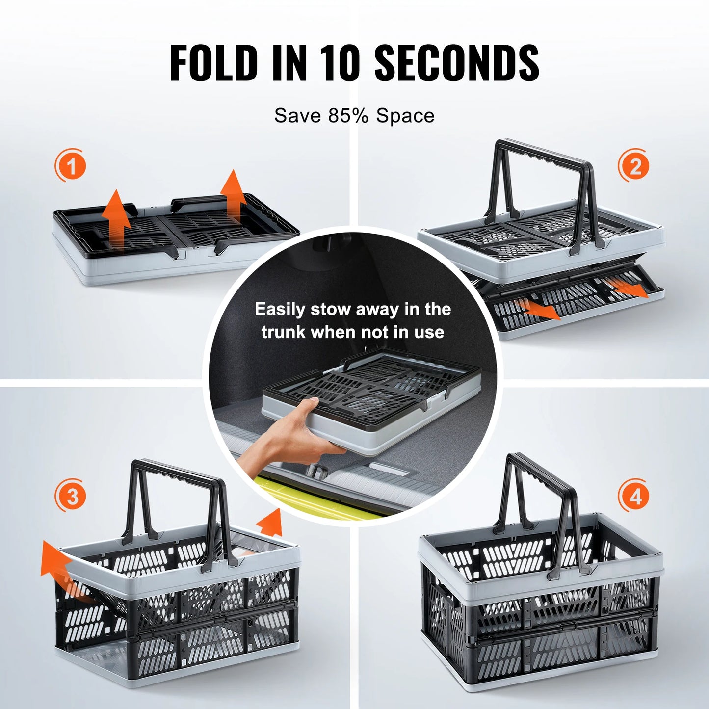 SucceBuy 3pcs Foldable Storage Basket Collapsible Shopping Crate with Handle for Kitchen Grocery Room Desktop Organization