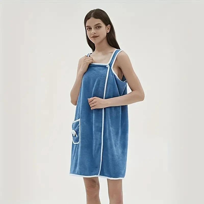 Wearable Bath Towel, Bowknot Coral Velvet Bath Skirt For Adults, Water Absorption, Quick Drying, Bath Towel, No Hair Loss, Bath