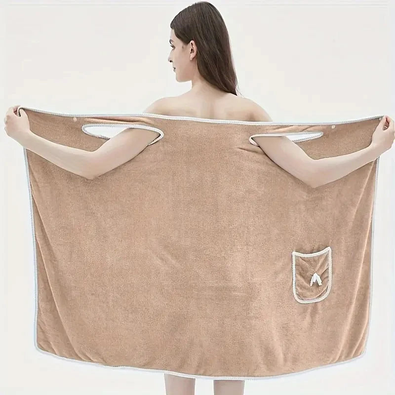Wearable Bath Towel, Bowknot Coral Velvet Bath Skirt For Adults, Water Absorption, Quick Drying, Bath Towel, No Hair Loss, Bath
